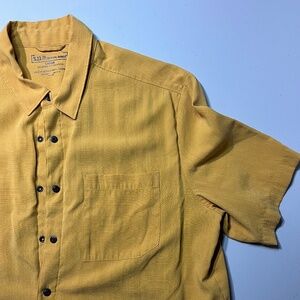 Mustard yellow 5.11 Tactical men’s shirt, size L, short sleeve snap/button down